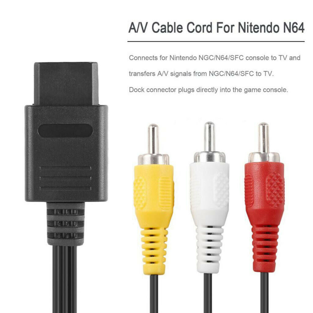 For   64 N64 RCA AV Composite Cable Adapter Audio Video