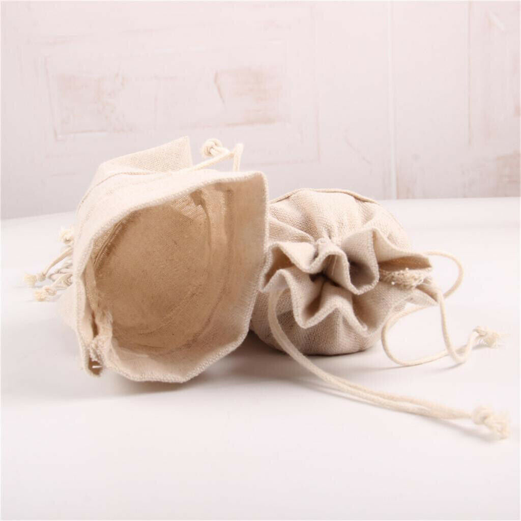 6 Pack Cotton Linen Jewelry Pouch Drawstring