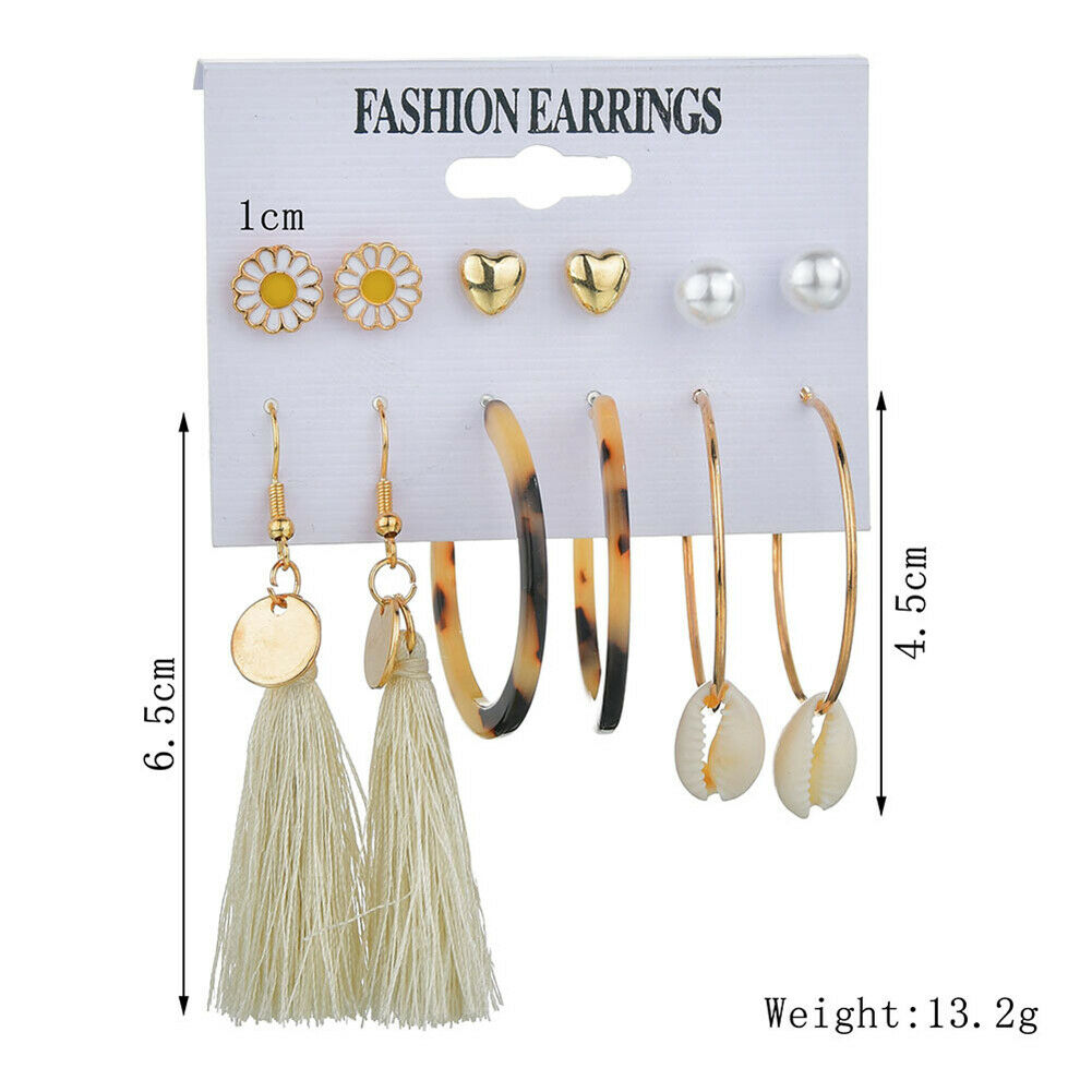 Tassel Acrylic Earrings For Women Boho Earrings Set Big Geometric Drop Earring