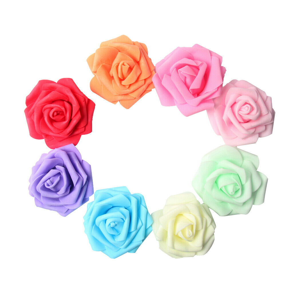 100 Pieces 8 cm Colorful Foam Roses Head Bulk for Wedding Bridesmaid Bridal