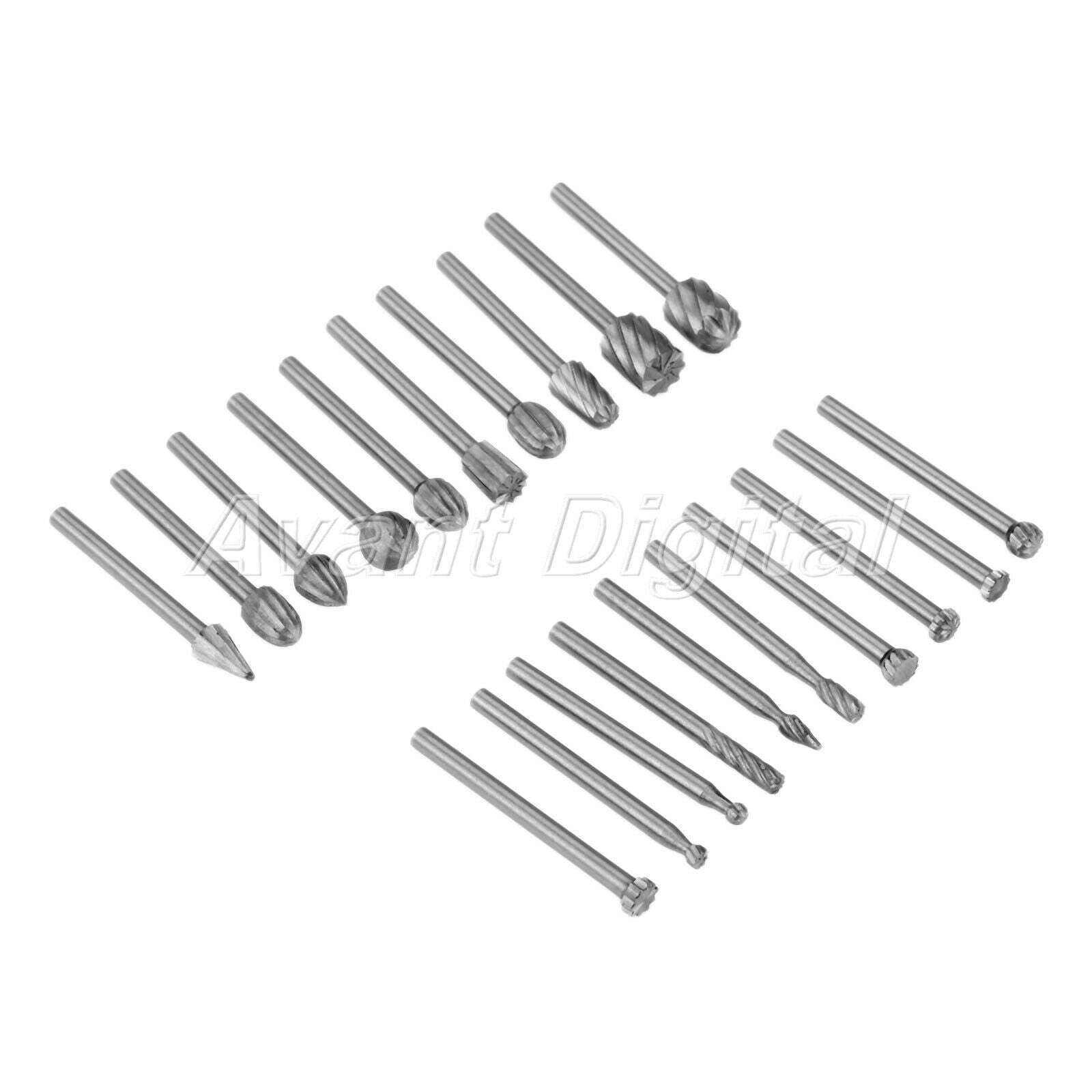 20pcs HSS HSS Router Bits Files Wood Cutter Burr Milling Engraving Rotary Tool
