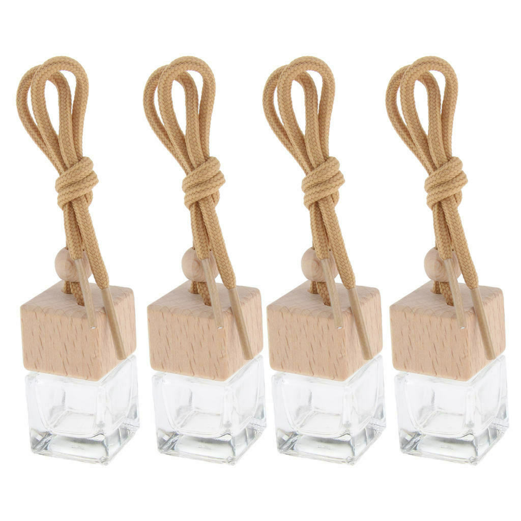 4Pcs Empty 6ml Car Hanging Perfume Vials Charm Decor Essential Oils Bottle