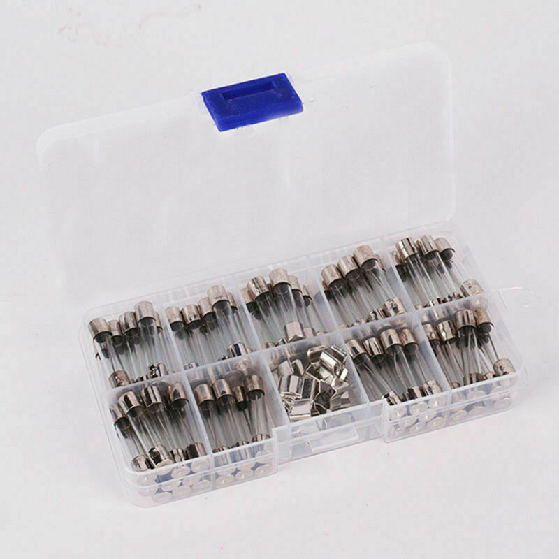 72pcs 250V 6x30mm 0.5A-30A Glass Tube Fuses Assorted Kit with Fuse Holder Hot