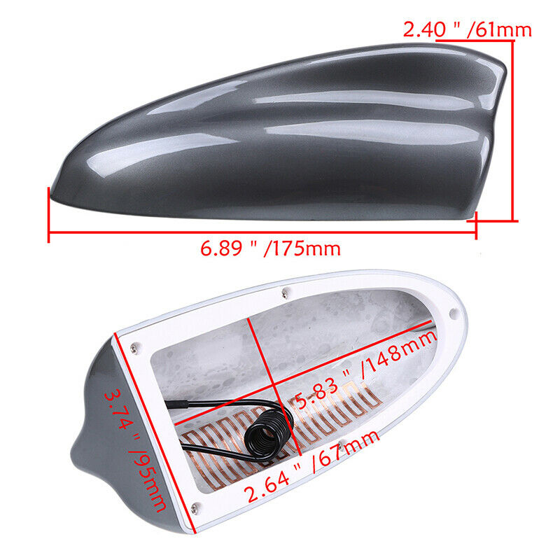 Grey Shark Fin Roof Antenna Aerial FM/AM Radio Signal Decoration Car Trim