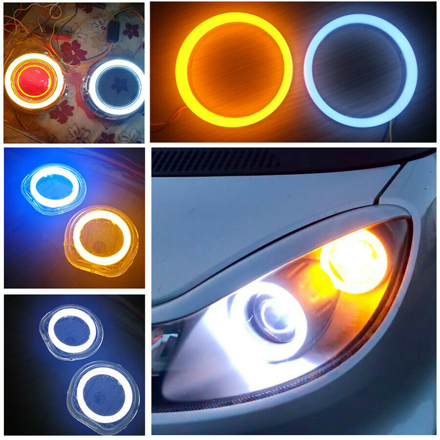 2Pcs Car 60MM LED Angel Eyes Halo Rings Headlight DRL Daytime Running Lights 12V
