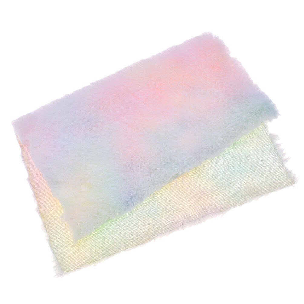 1PC A4 Rainbow Faux Flocking Fur Plush Fabric For Handmade Sewing DIY Bag Crafts