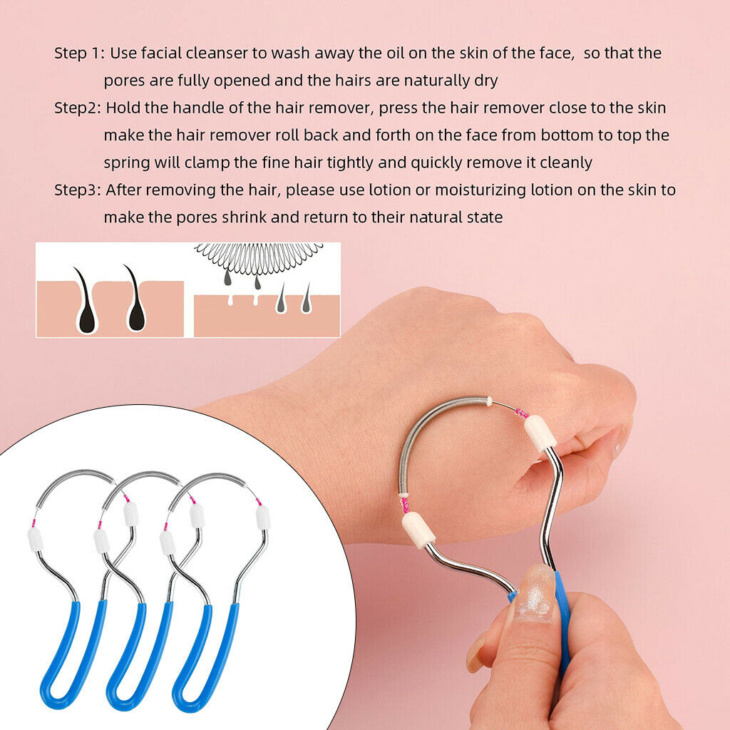 3Pcs Safe Handheld Facial Hair Removal Threading Manual Spring Epilator Tool