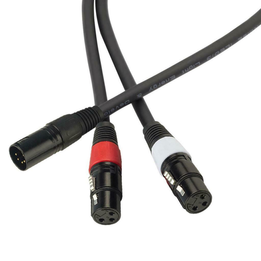 5-Pin Male to Dual 3Pin Female Camera Audio Cable XLR Stereo Lead 7inch