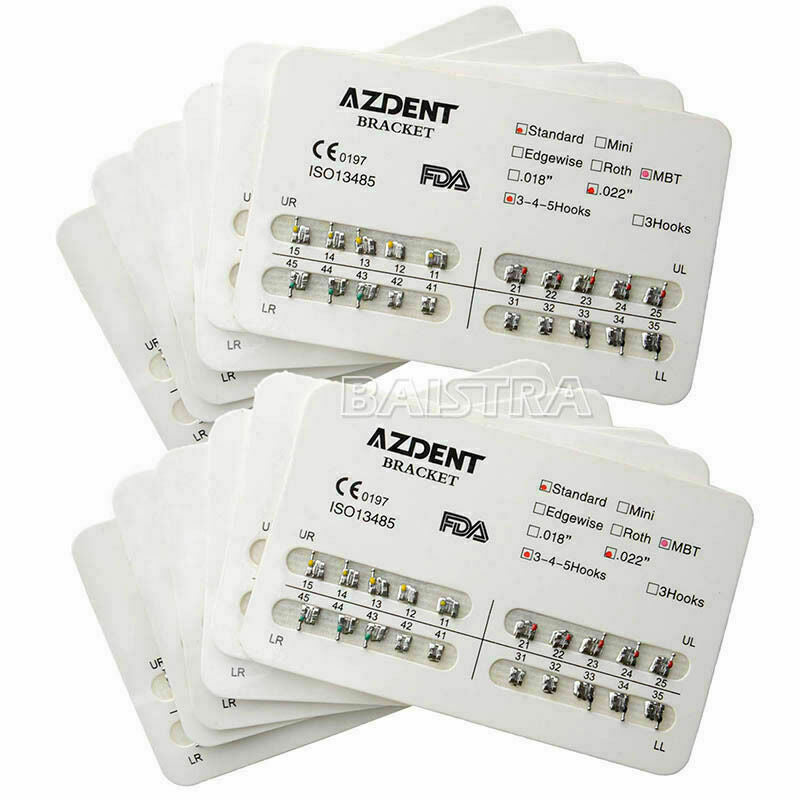 20pack Dental Orthodontic Brackets Braces Standard MBT Slot.022 Hook3-4-5 AZDENT