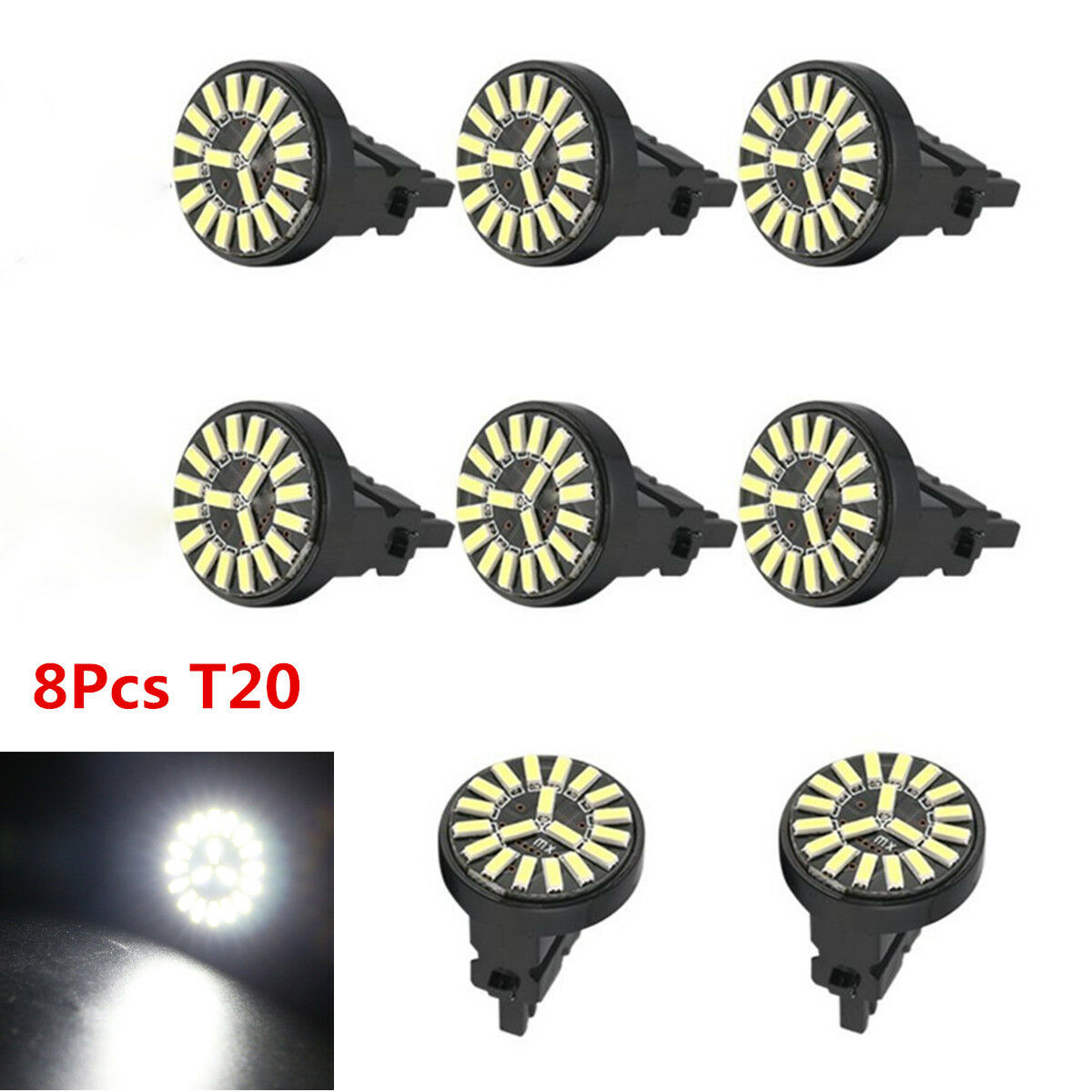 8X T20 7443 W21/5W 4014 19SMD Canbus No Error LED Car Turn Signal Reversing Bulb