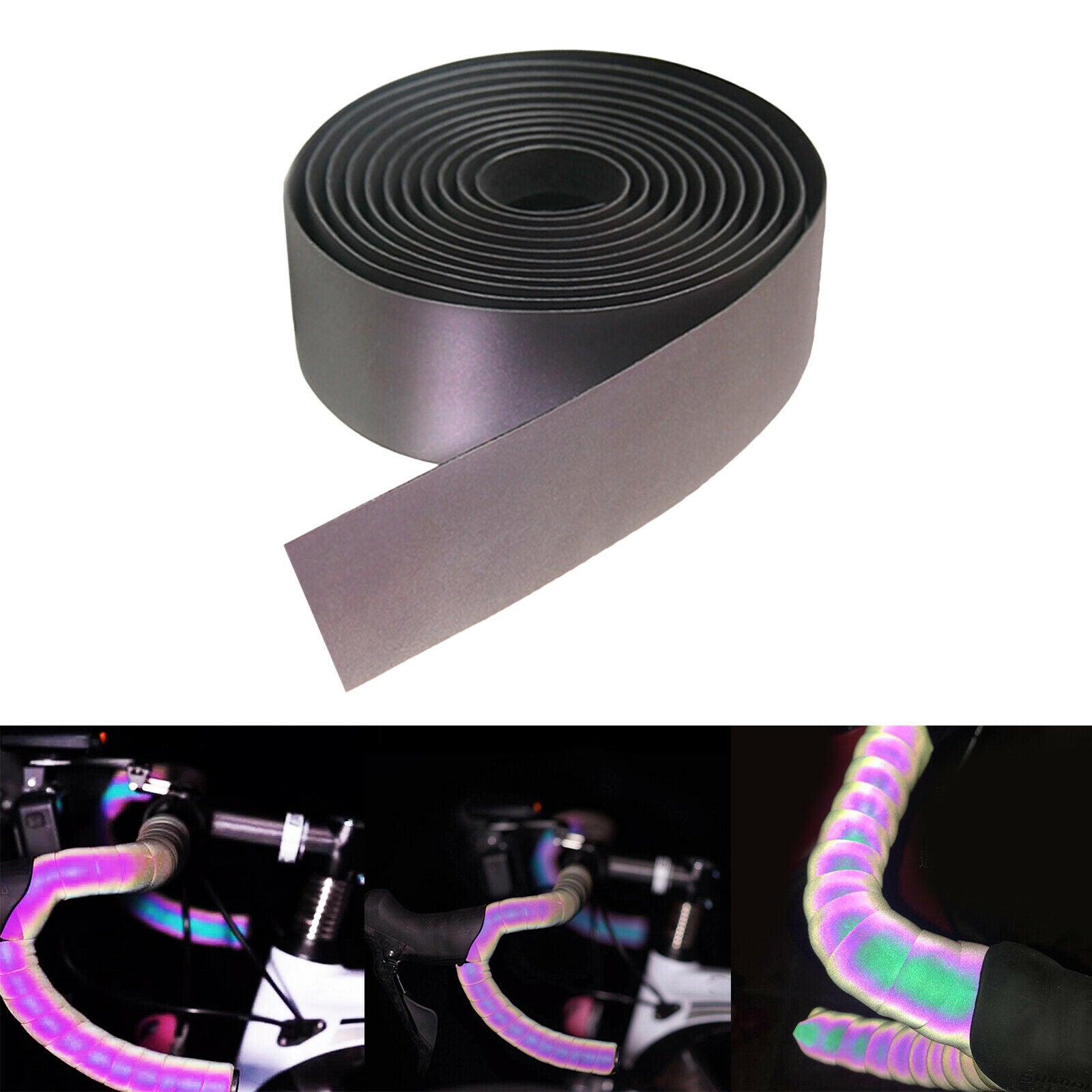 Non-slip Bicycle Handlebar Tape Reflective Road Bike Bar Wrap Pu Leather