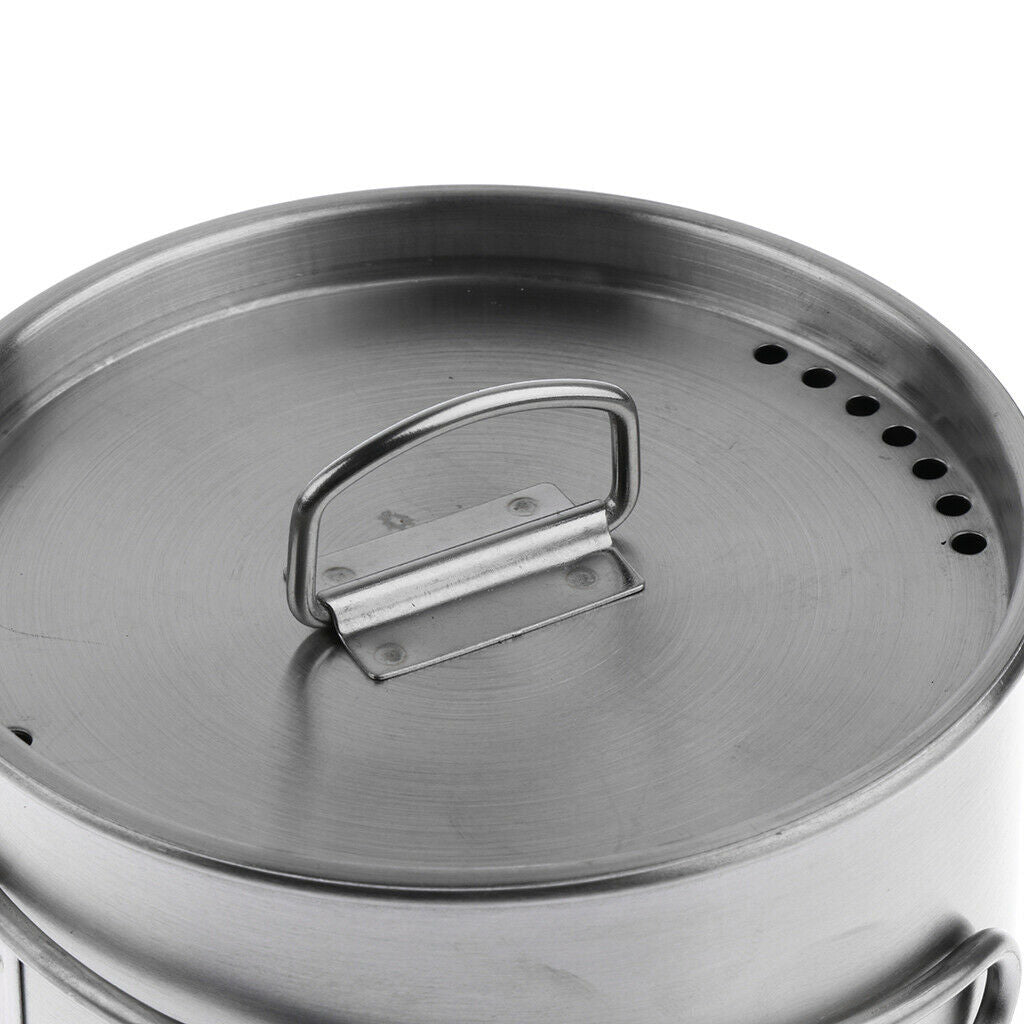 2pcs 500ml Stainless Steel Camping Cup Pot Bowl with Folding 9cm