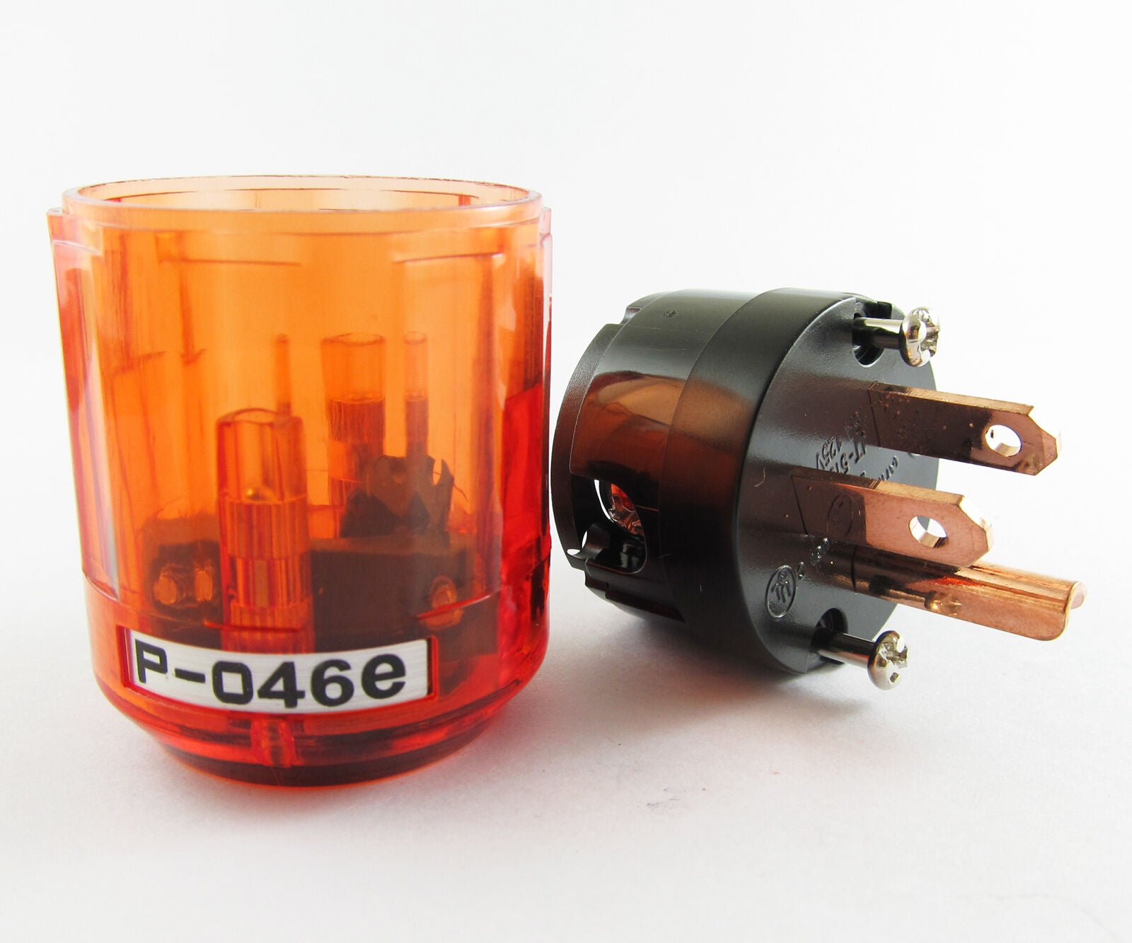 1pc Pure Copper P-046E 3pin US Power Male Plug IEC Connector for Audio Clear Red