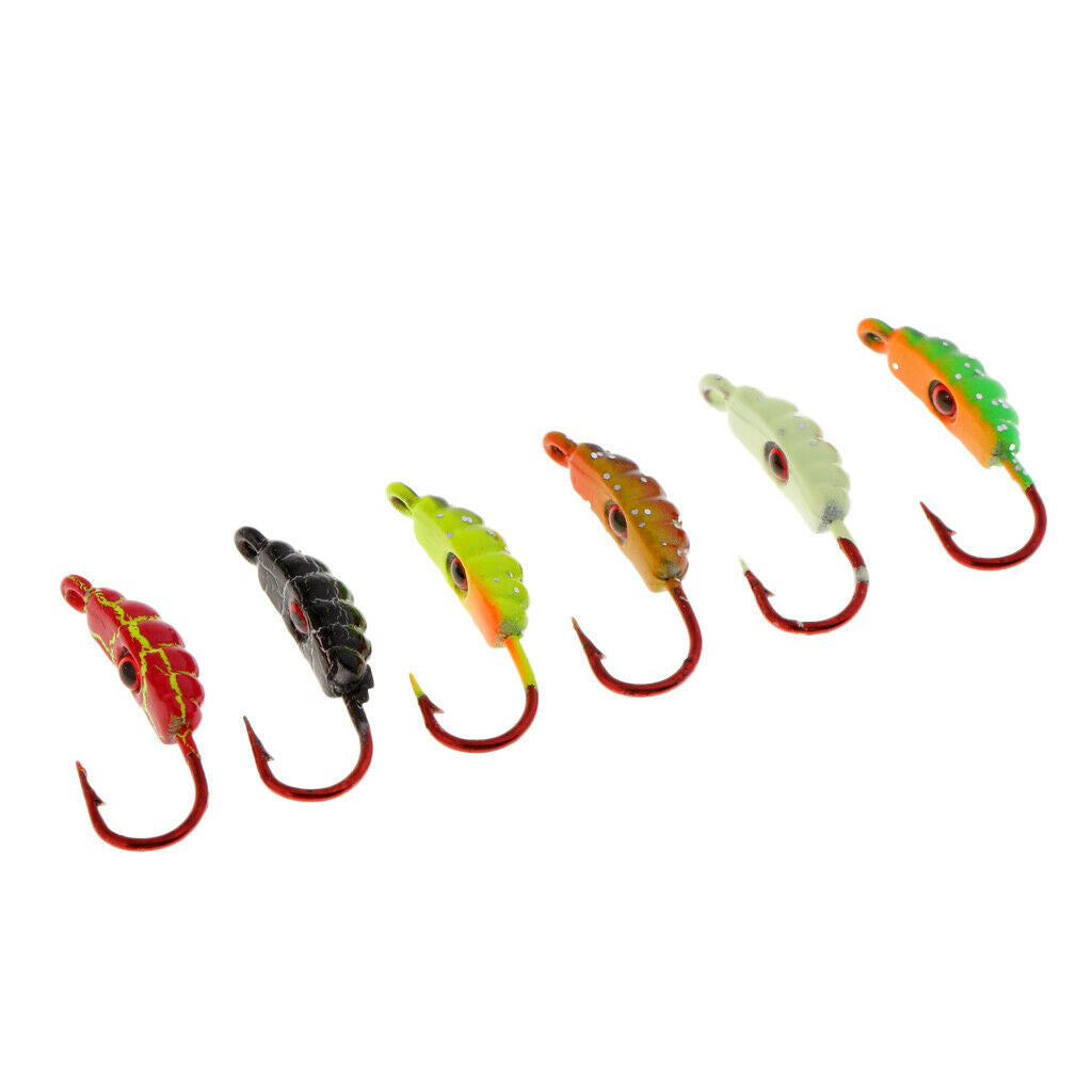 6Pcs/Set Winter Ice Fishing Hook Lure Lead Jig Head Hooks Baits Crank Hooks