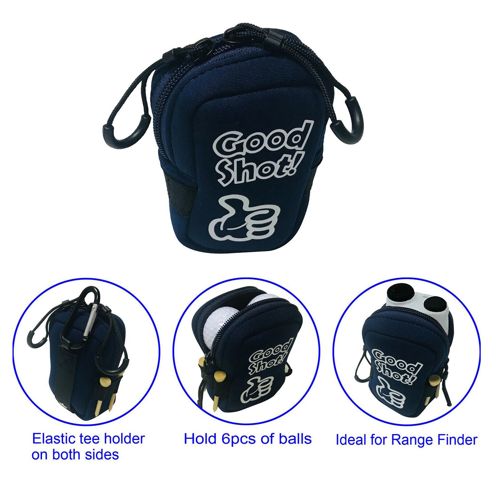 Golf Range Finder Bag Pouch Case Protector Double Zip Accessories Black