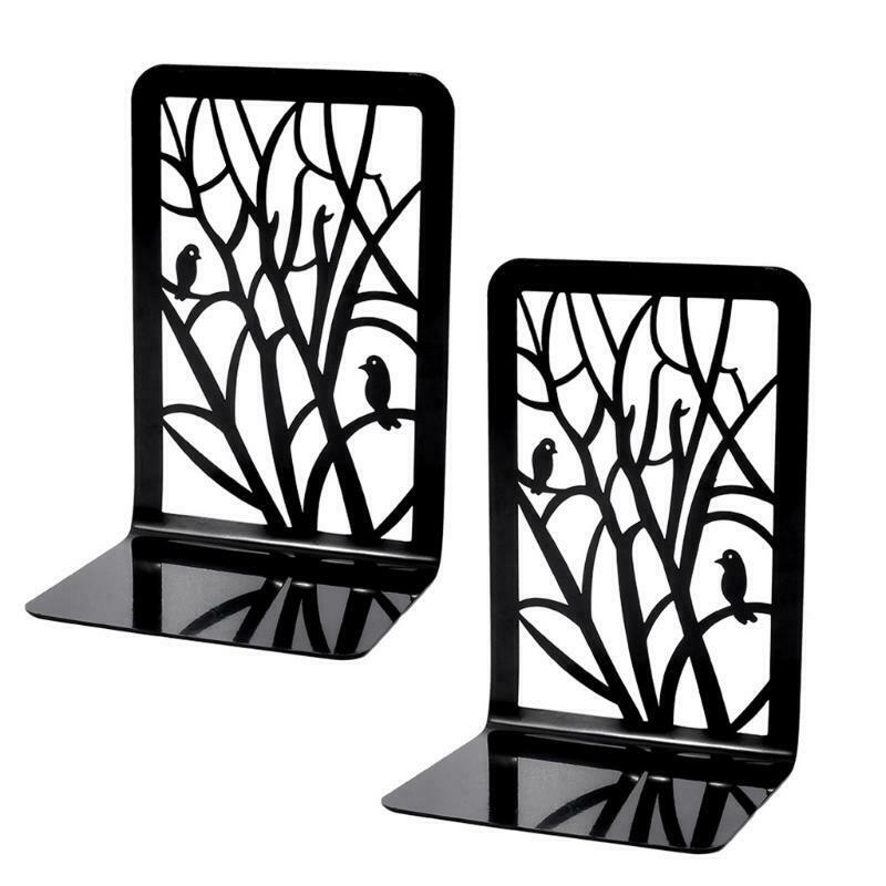 2 Pcs Decorative Bookends File Holder Creative Hollow-out Book Magazine Stands