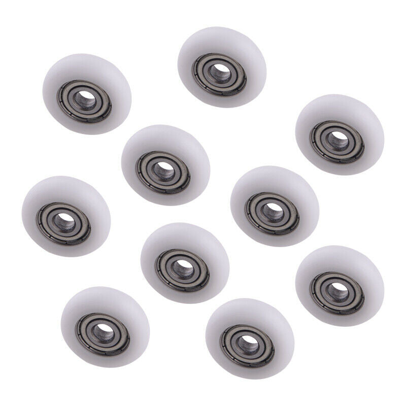 10 x Plastic Groove Sealed Pulley Ball Bearing Roller Guide Wheel for Furniture