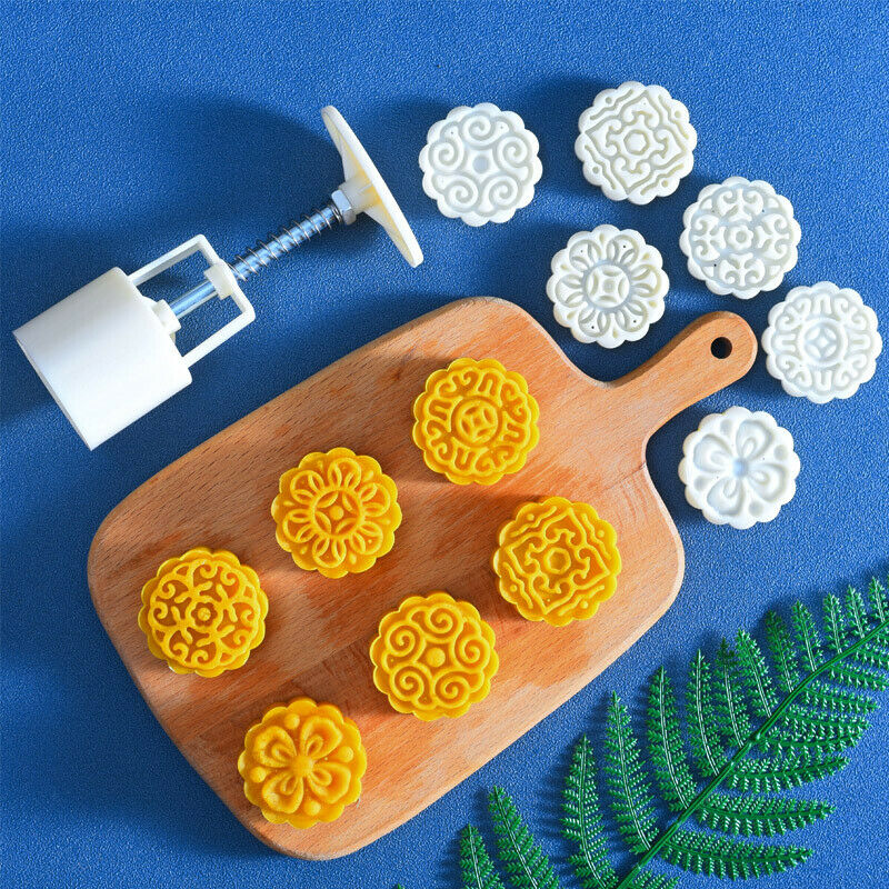 6pcs/set Flower Shaped Mooncake Mold Cake Mold Hand Pressure Fondant MoonB A SJ