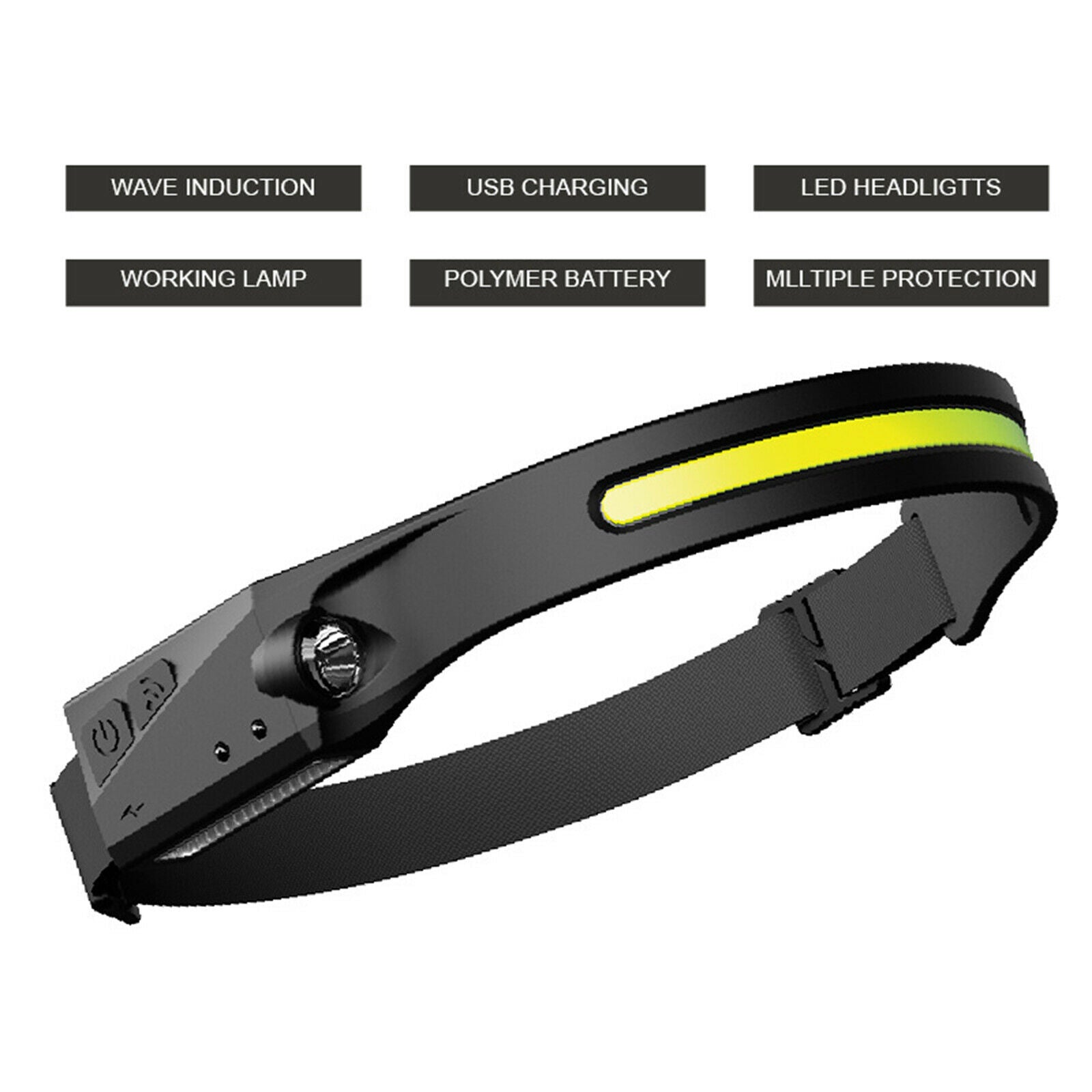 3 Modes USB Rechargeable Headlight COB LED Head Light Torch Flashlight Sensor