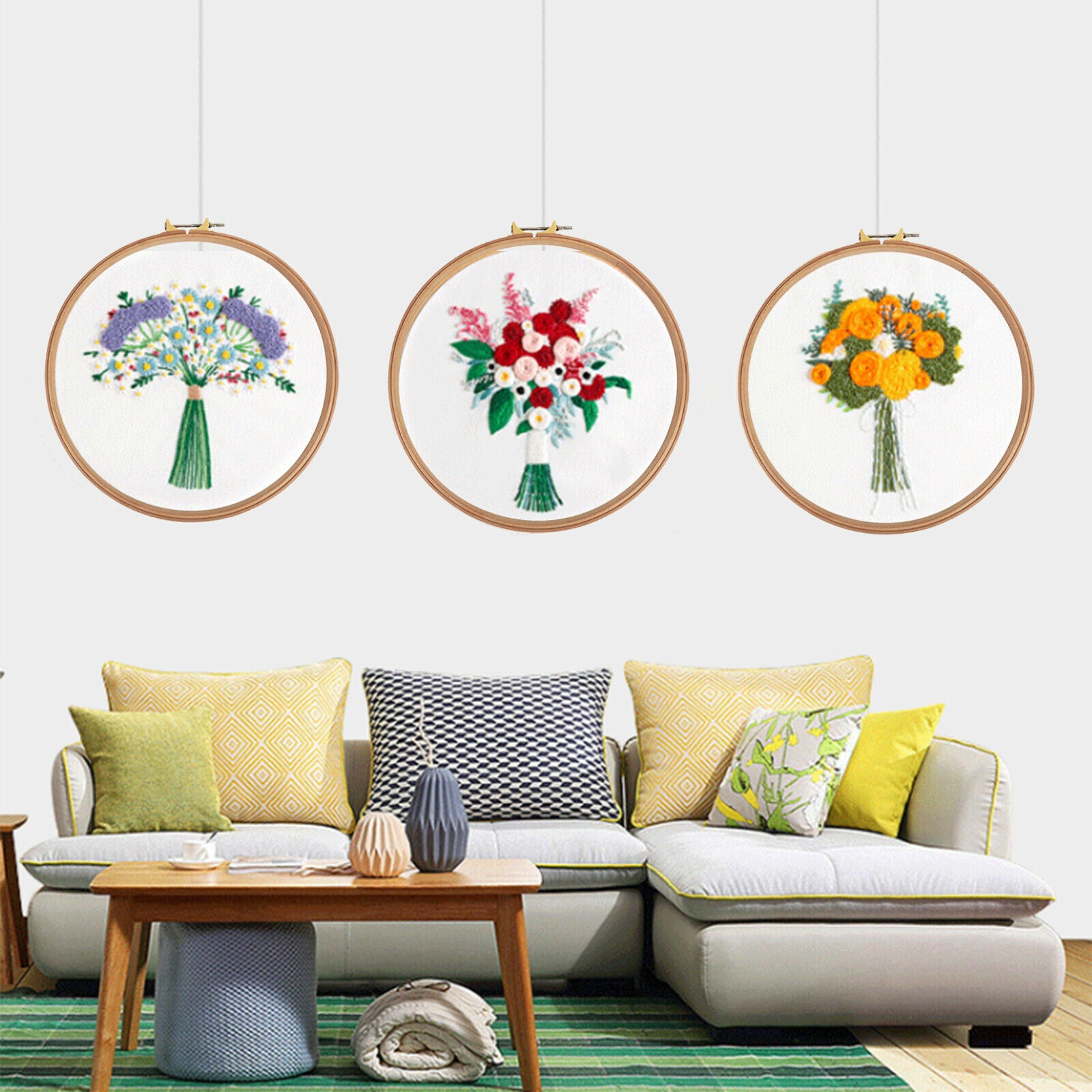 Adjustable Beech Wooden Embroidery Hoop Circle 14.5inch Cross-Stitch Sewing