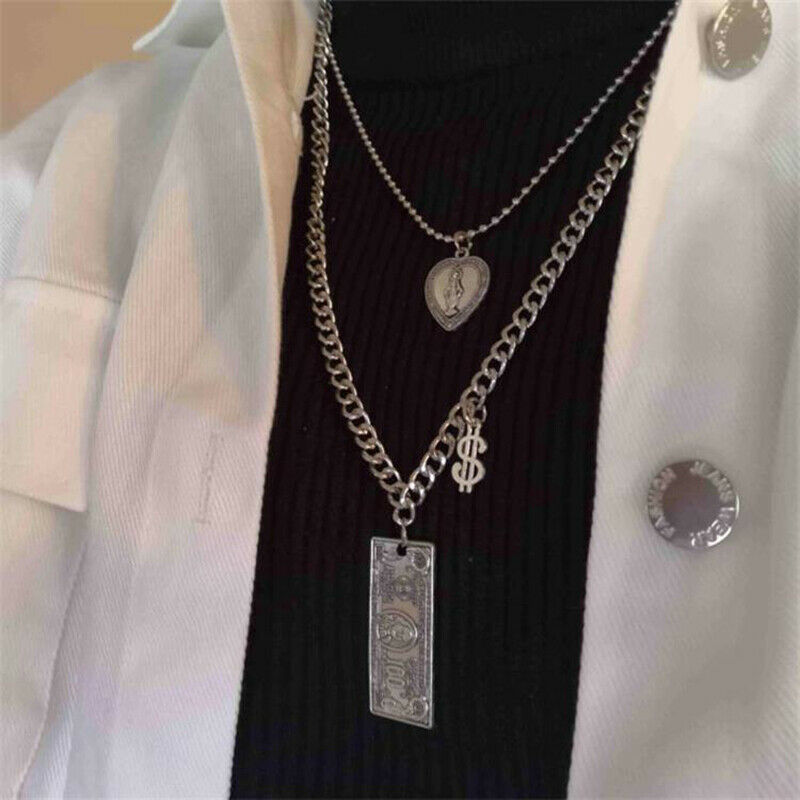 Punk Multi Layer Chunky Choker Necklace Pendant  Women Men Jewelry GiftsJCAUJ.DD