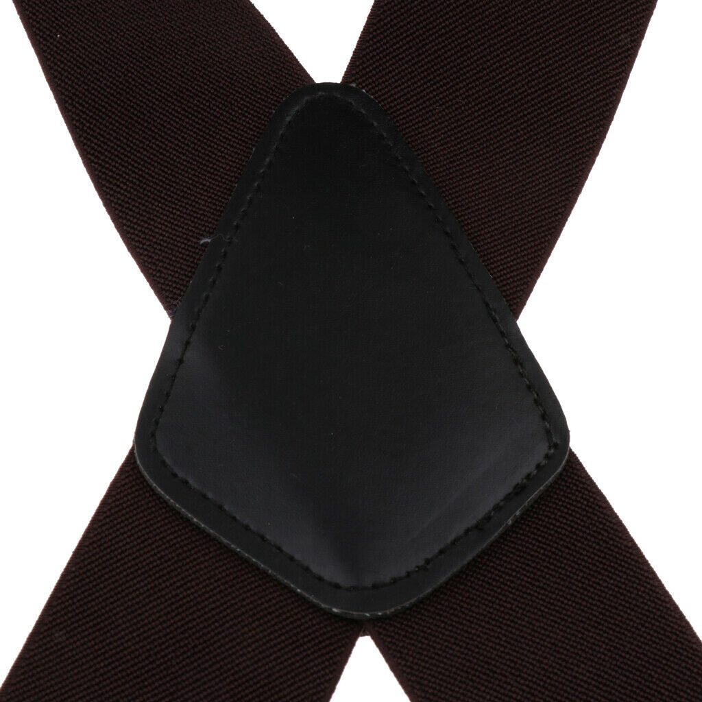 Suspenders w/ Heavy Duty Clips&X Back Adjustable Straps for Adults coffee
