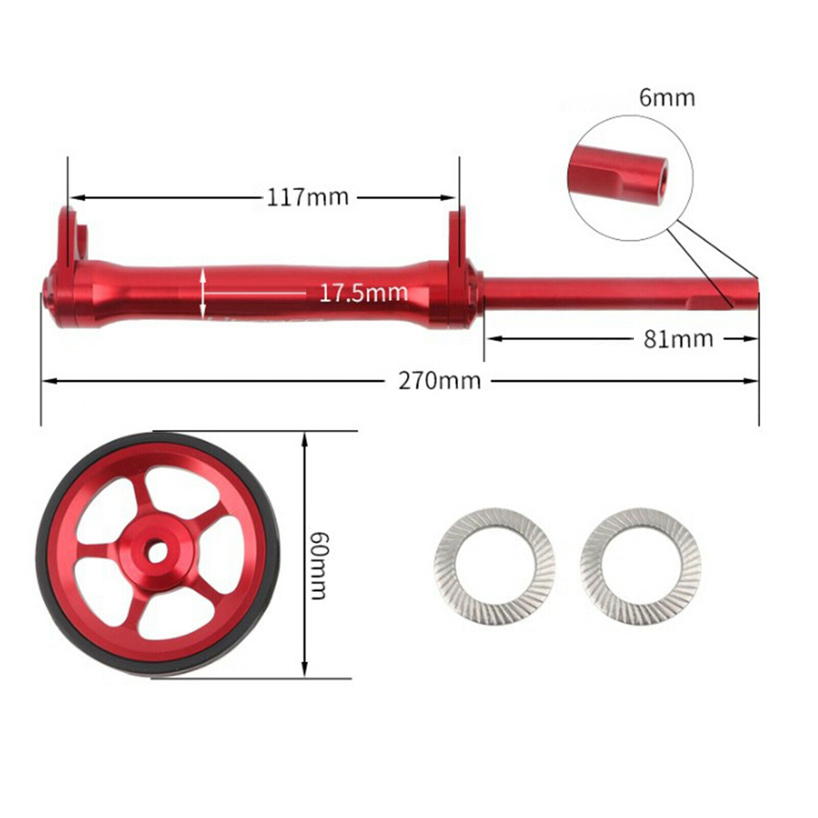 Folding Bicycle Easy Wheel Extension Rod for Brompton Red