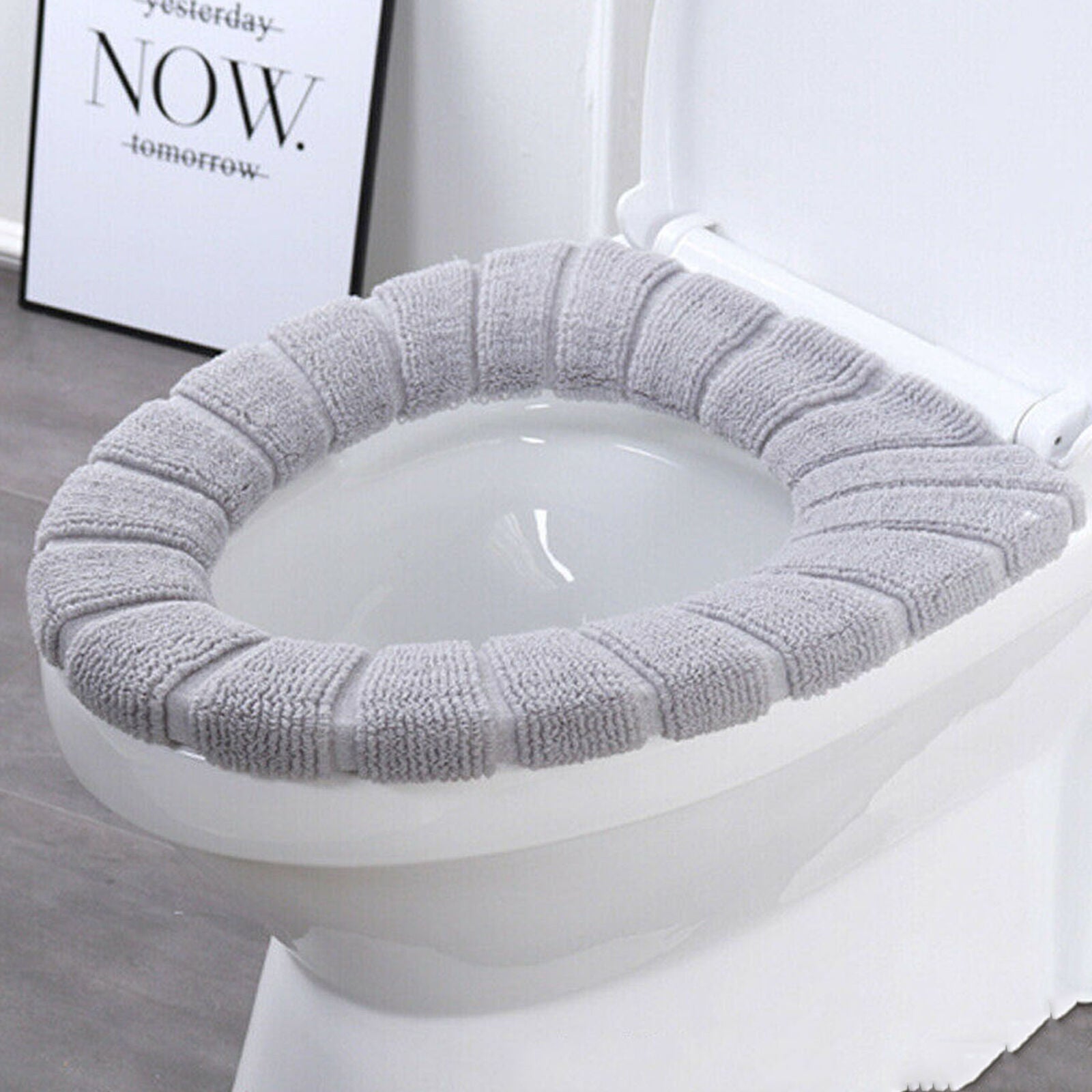 Soft Bathroom Toilet Seat Cover Warmer Lid Pad Washable Soft Cloth Close Stool