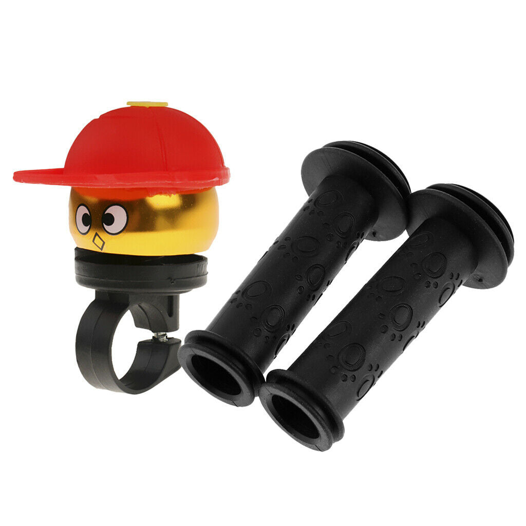 110mm Non-slip Rubber Kids Bicycle Handlebar Grips And  Bell Bell