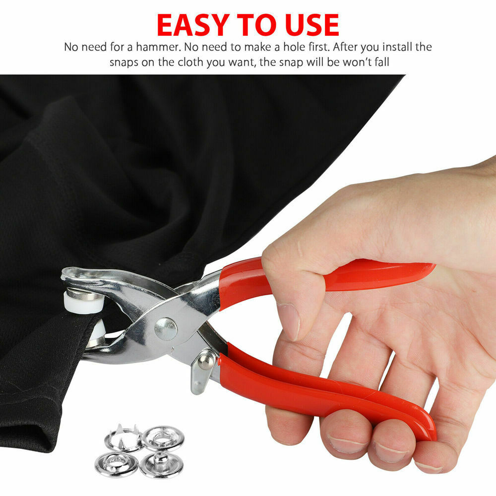 100pcs Prong Pliers Ring Press Studs Snap Popper Fasteners Sewing DIY Tool Kit