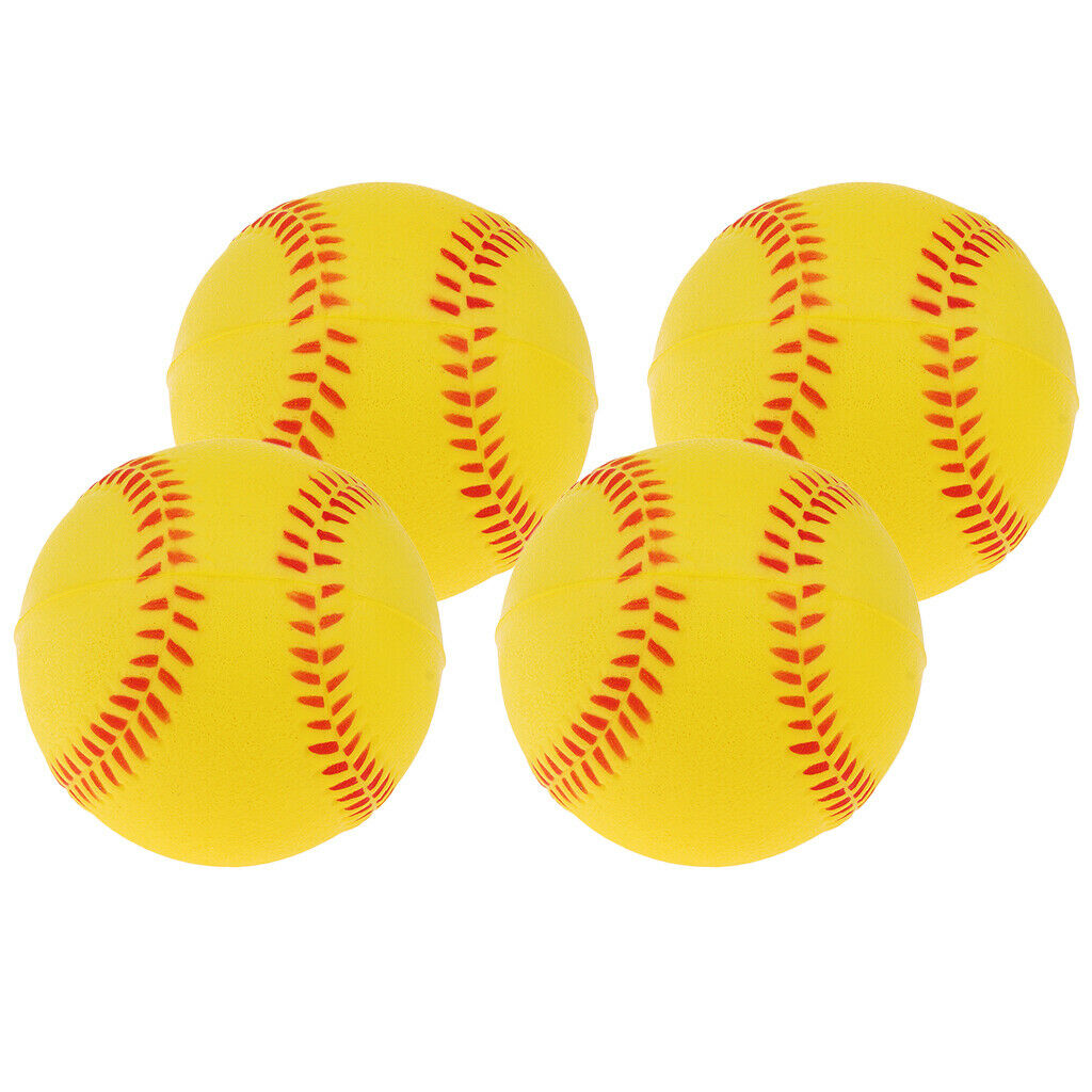 4x Soft Training Baseball Softball Kids Team Game Playing Bouncy Ball Yellow