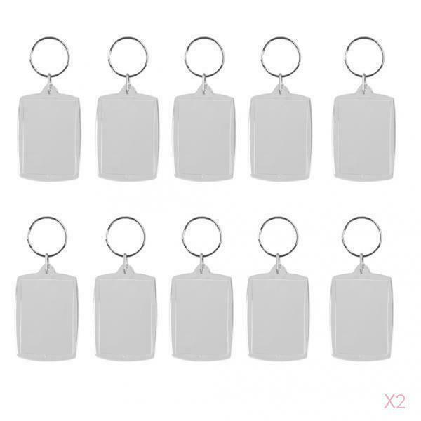 20 Clear Acrylic Hanging Trays with Keychain, Oblong, 40 X 56 Mm, Blank Photo