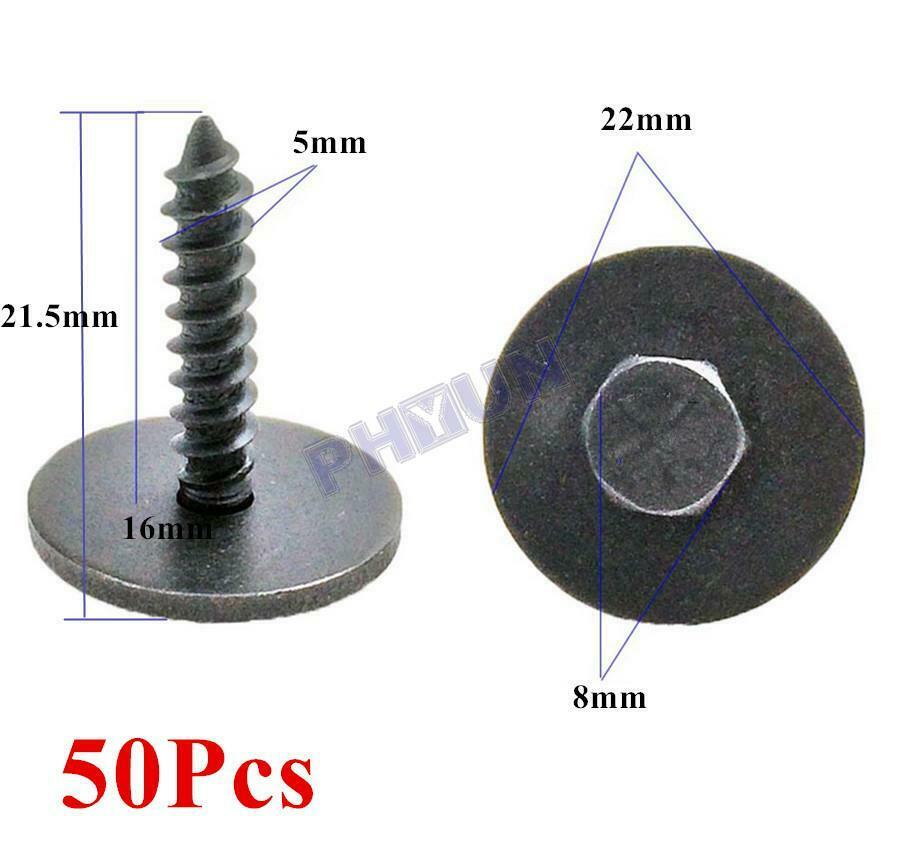 50x Car SUV Repair Screws Body Fender Bumper Clips 8mm Hex Washer Head Universal