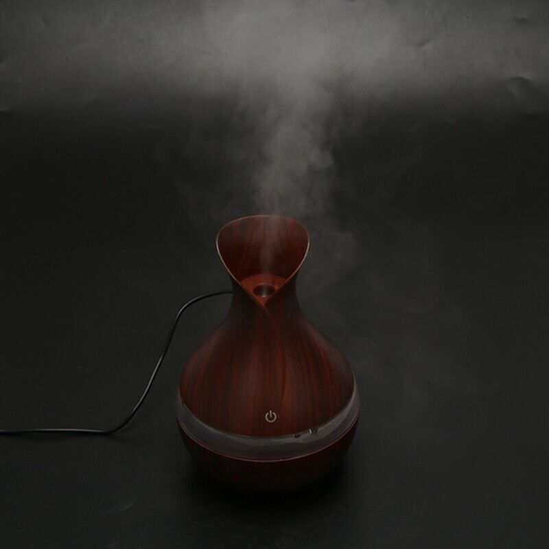 300 Ml Ultrasonic Air Humidifier Aroma Essential Oil Diffuser With Wood Grain G4
