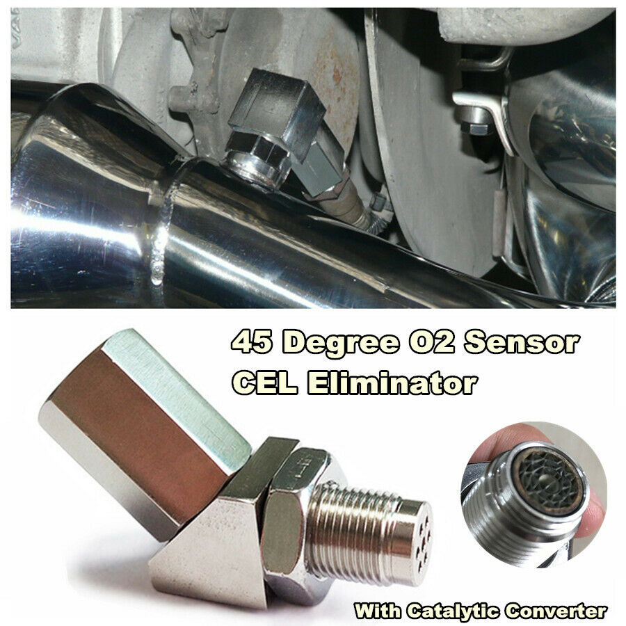 45° CEL Check Engine Light Fix O2 Sensor Spacer With Catalytic Converter M18X1.5