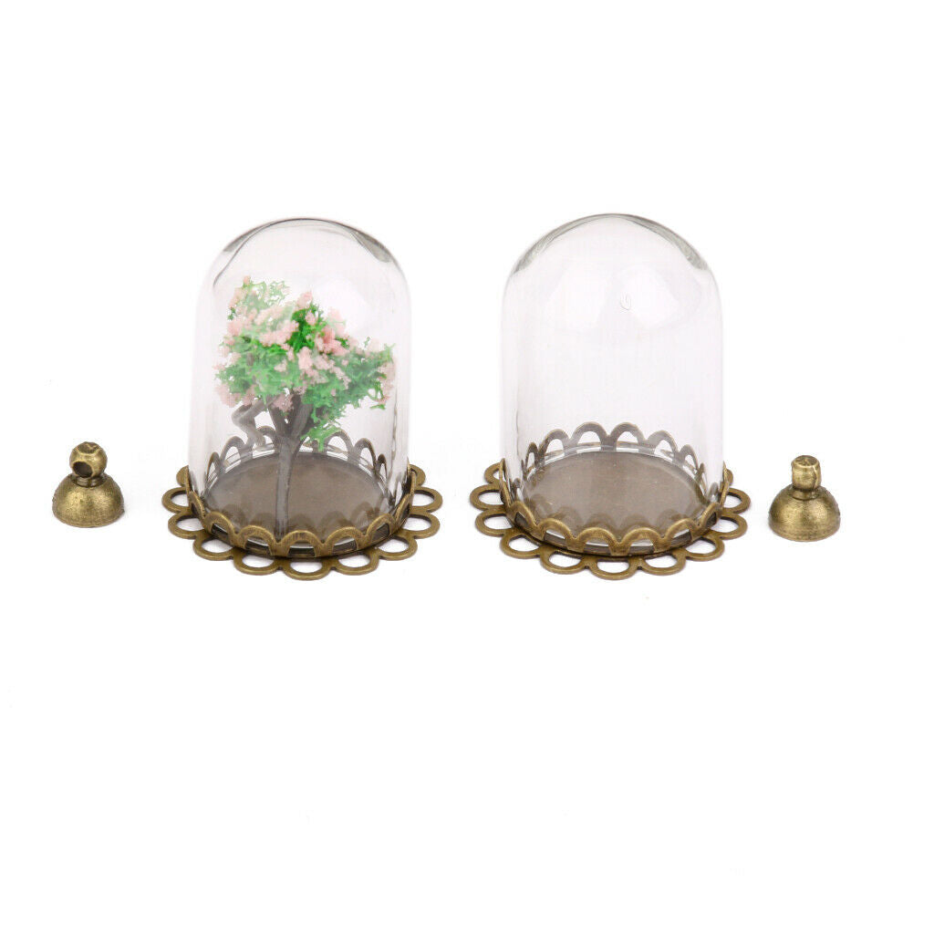 2 Pieces Clear Glass Cylinder Pendant DIY Vial Charms with Caps Setting Pendant