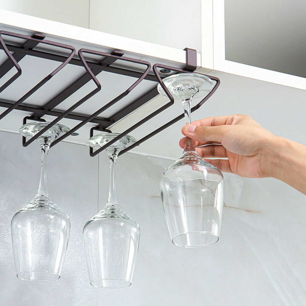 Metal Under Cabinet Stemware Wine Glass Holder Wire Wine Glass Hanging Rack