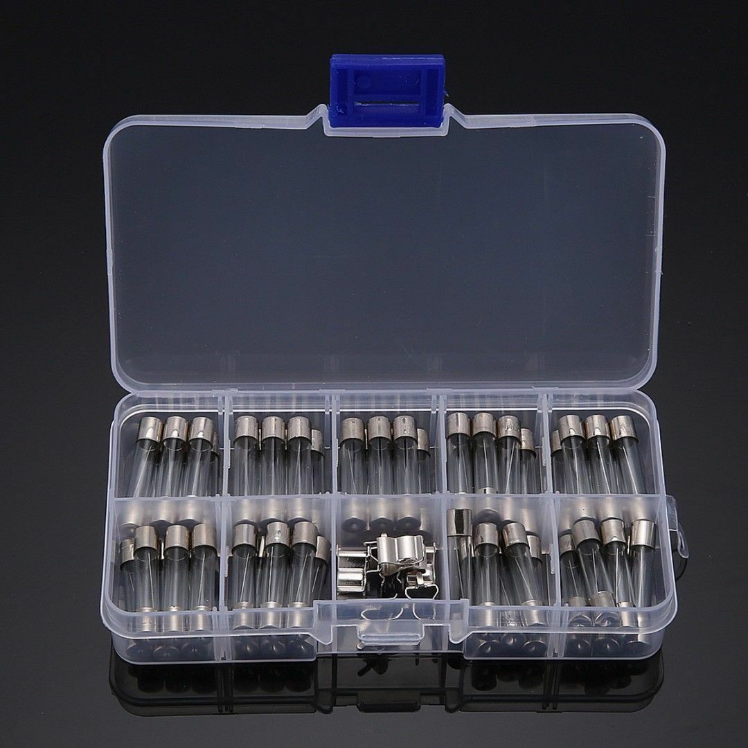 60tlg Sortiment Feinsicherungen Gerätesicherungen Glassicherungen 0,2-5A 6X30 mm
