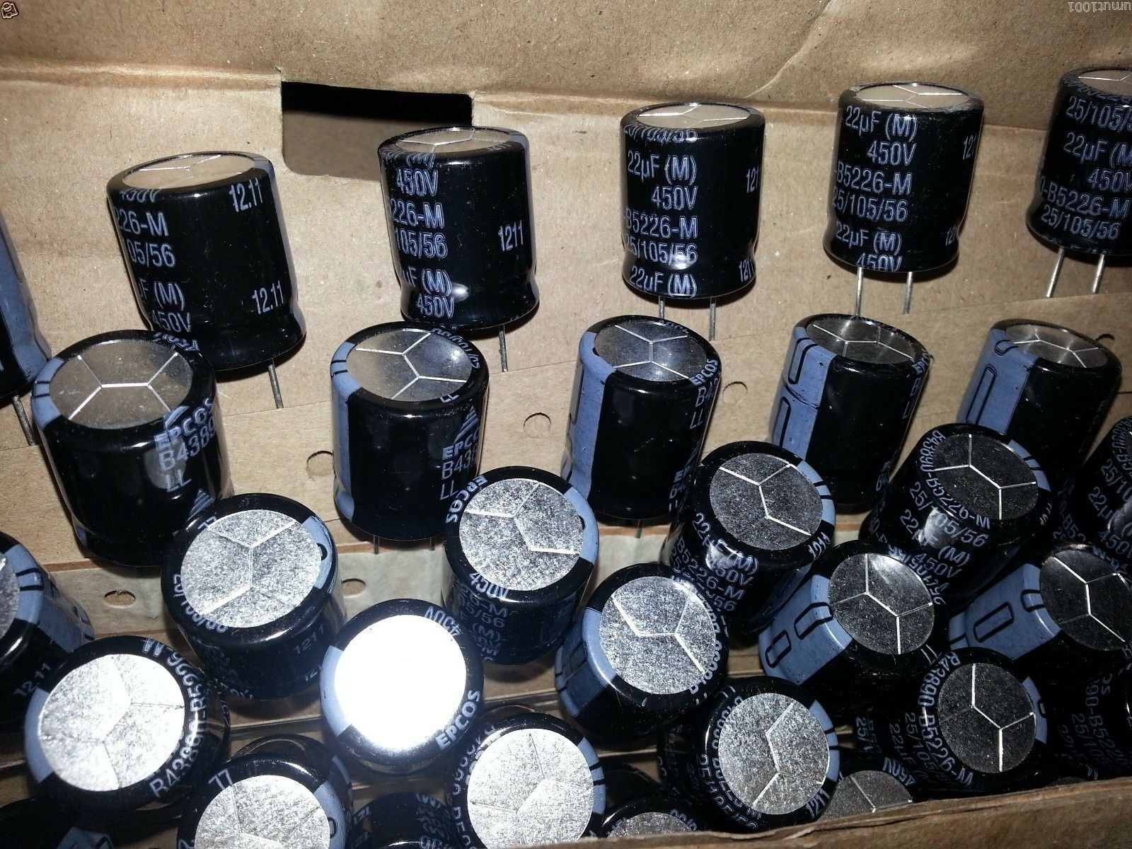 10x EPCOS B43890 22uF 450V 105C VERY LL 18x20mm HI END TUBE AMP CAPS FOR AUDIO!