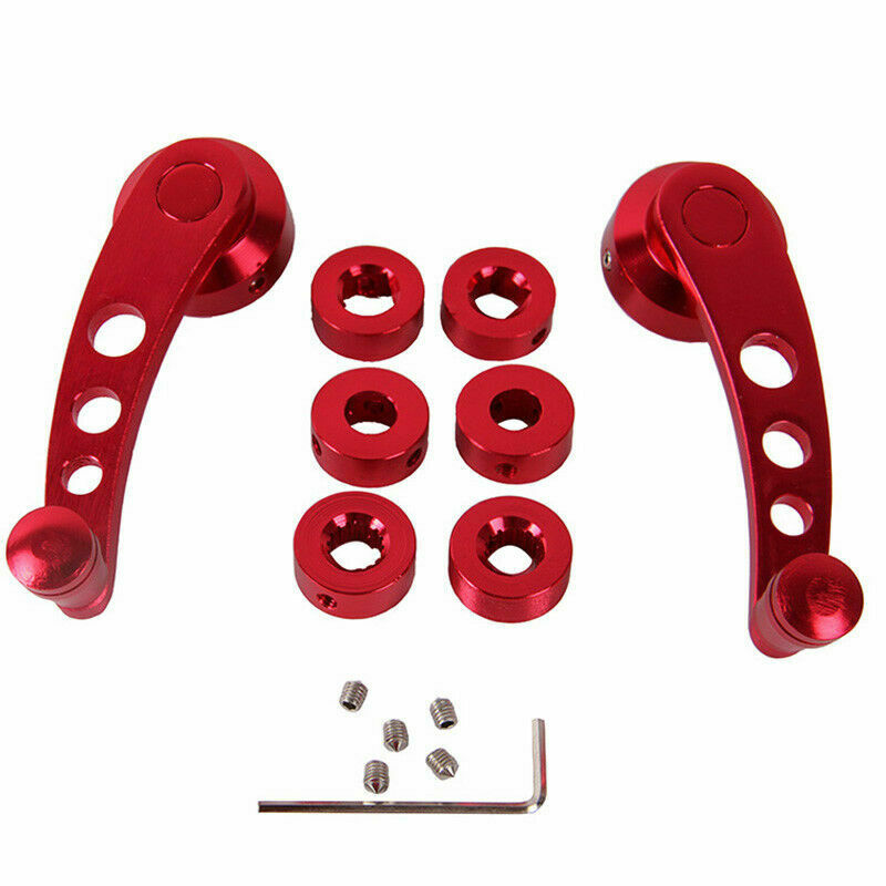 One Pair Red Auto Vehicles SUV Glass Window Winder Crank Handle Knob Accessories