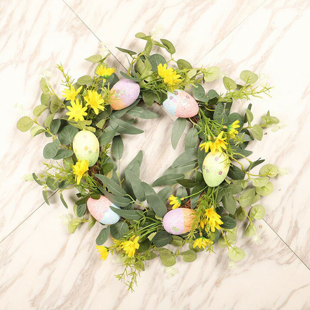 Faux Easter Egg Eucalyptus Wreath Door Hanging Home Garden Indoor Decor