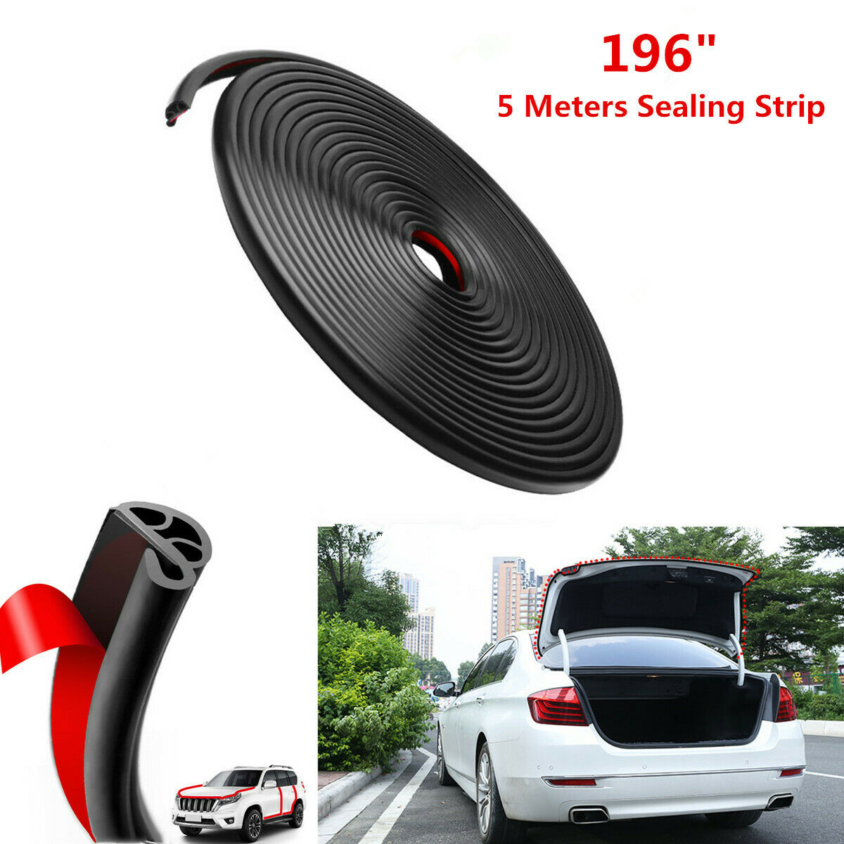 196" Universal Car Door Trunk Edge Protector Sealing Strip Rubber Weatherstrip
