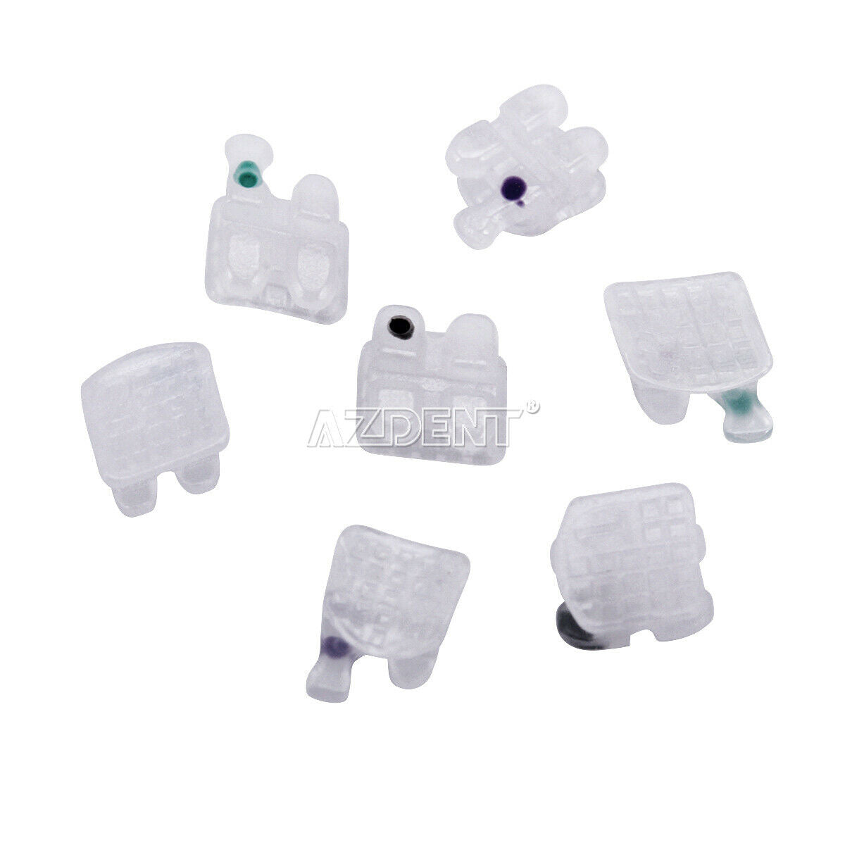 20X AZDENT Dental Orthodontic Ceramic Brackets Braces Roth.022 Hooks 3 4 5