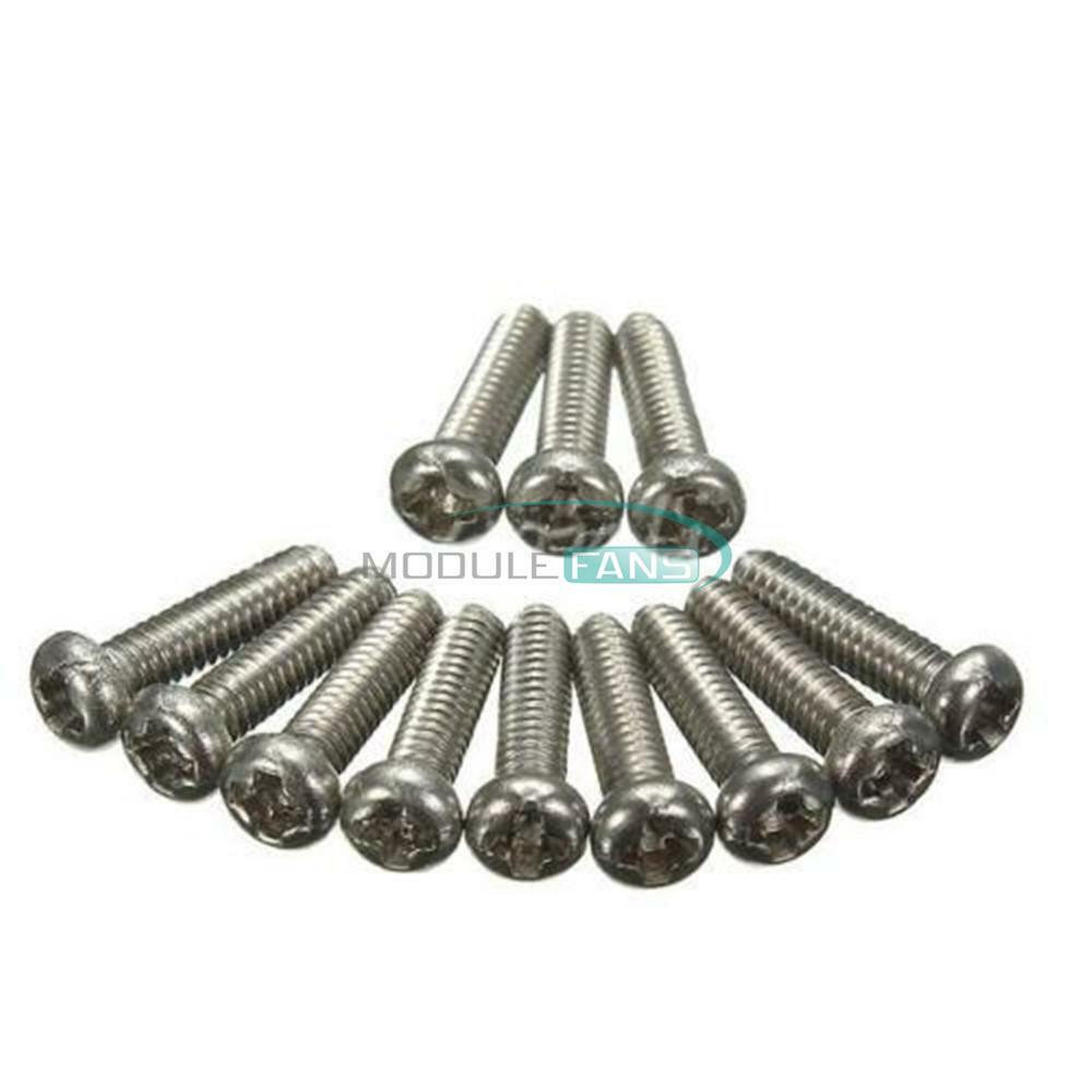 50PCS Stainless Steel M2X6mm Screws Round Head Plain End Metric Machine