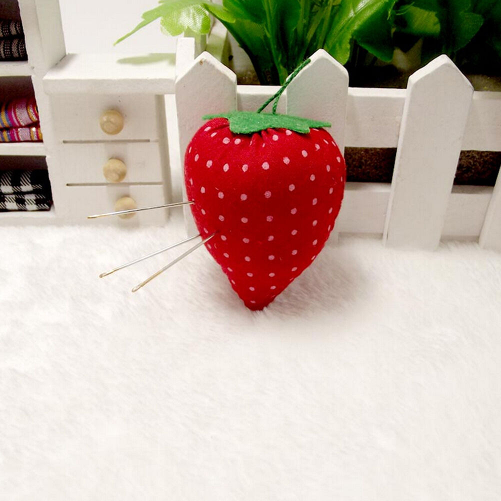 2 x Strawberry Style Pin Cushion Pillow Needles Holder Sewing Craft Kit F_DD