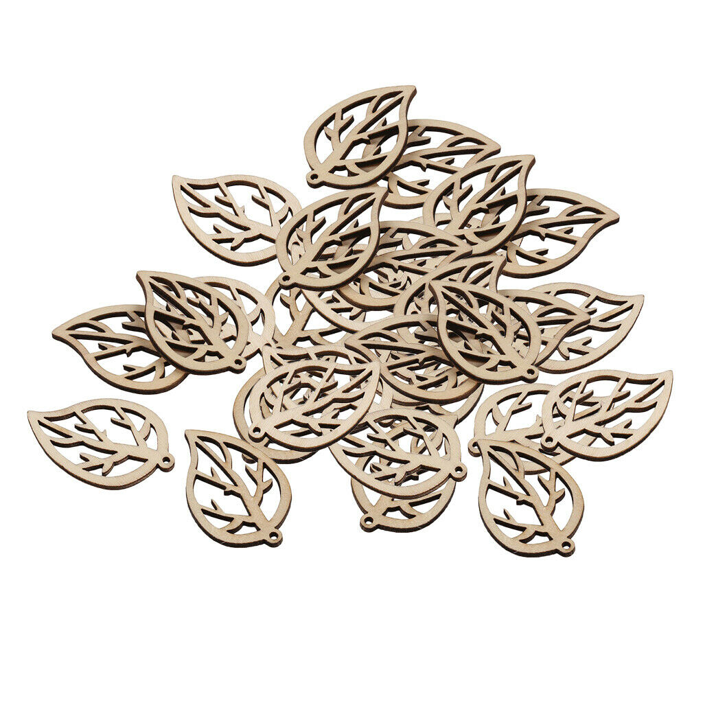 30pcs Wooden Leaves Wooden Scrapbooking Crafts DIY Hanging Wind Chimes