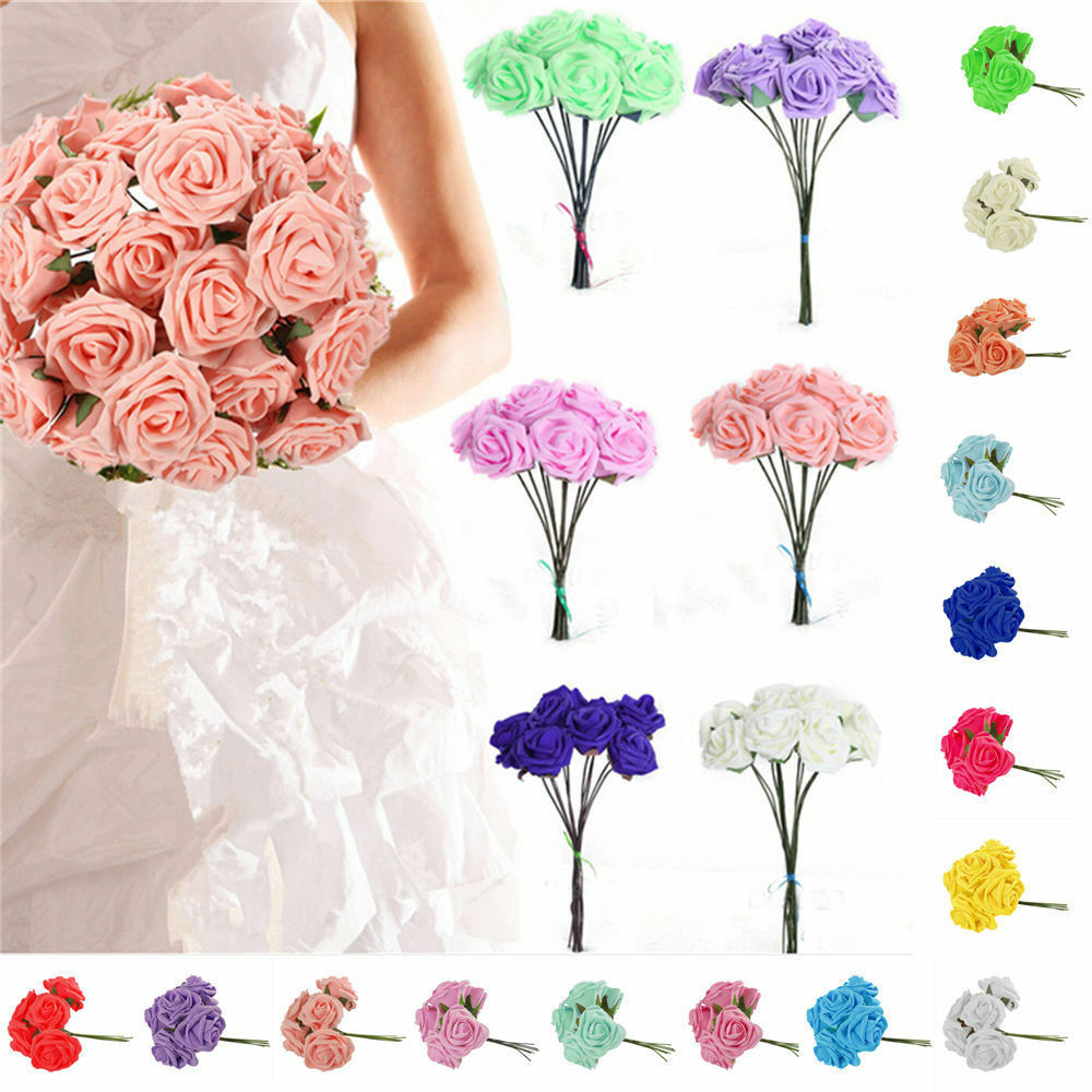 10x Colorfast Artificial Foam Roses Wedding Garden Home Bedroom Decor Pink
