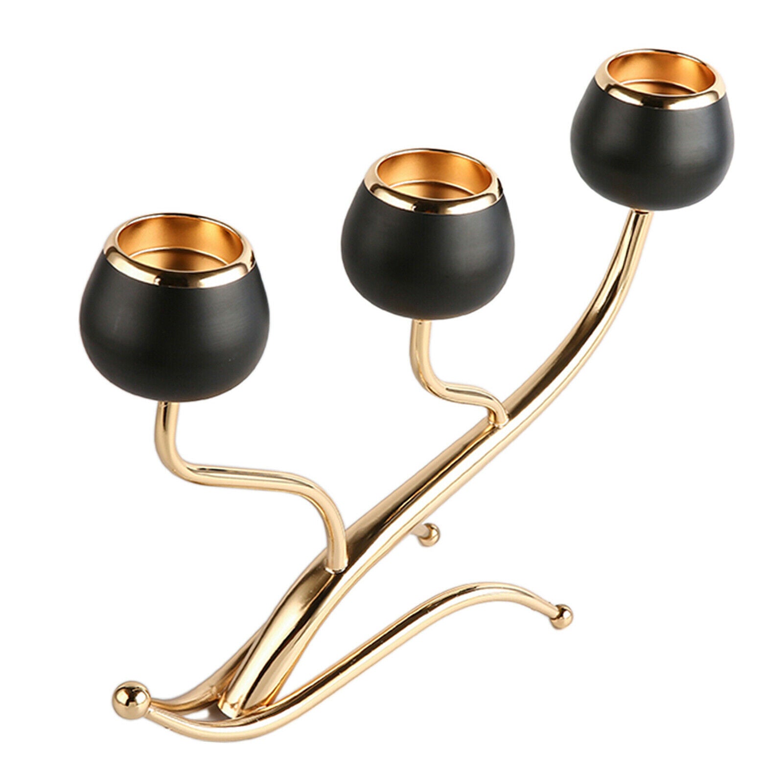 Black 3 Arms Candle Holder Home Wedding Tealight Holders Ornament Decoration