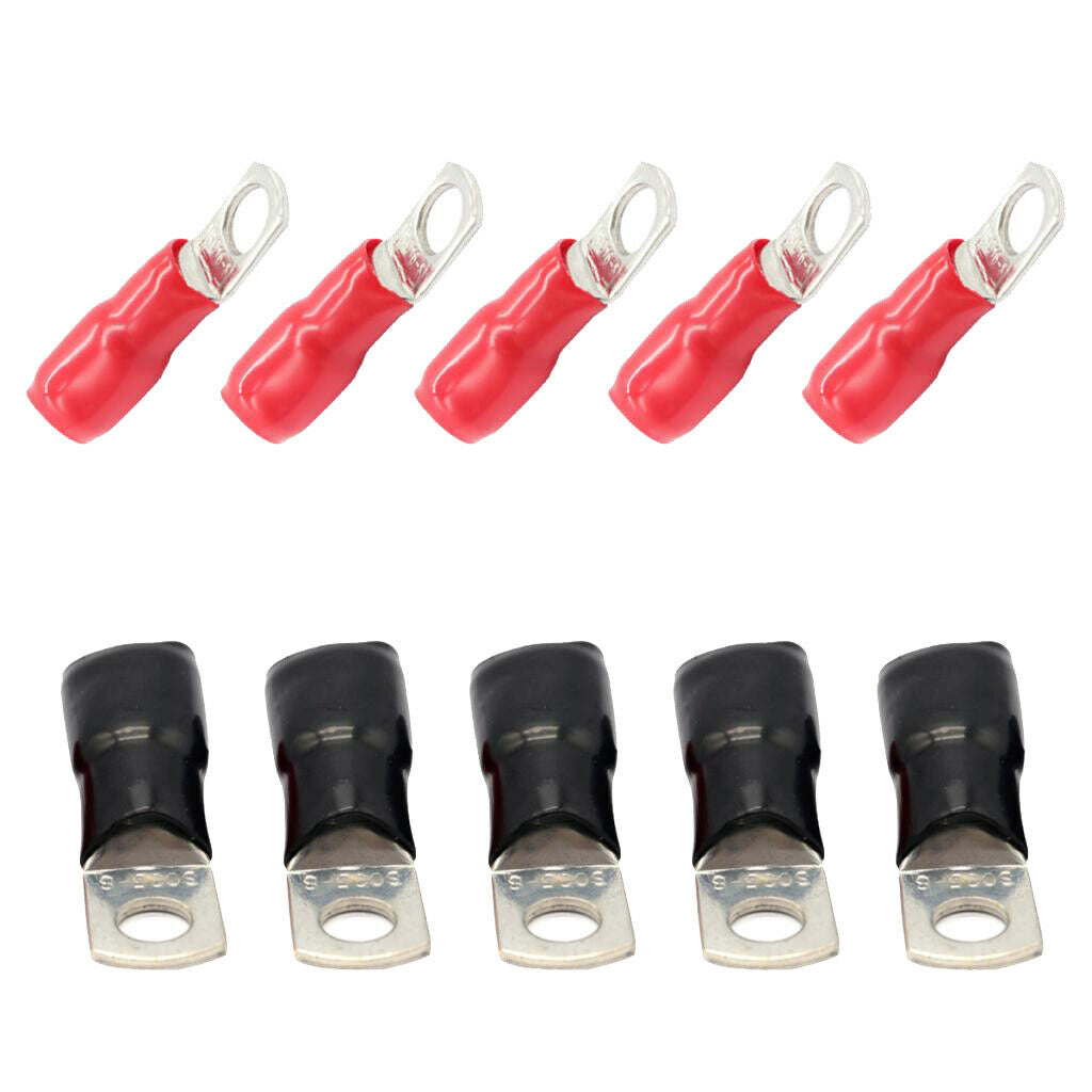 10x Copper Tube Terminals Battery Welding Cable Lug Ring Crimp & Caps 25mm²