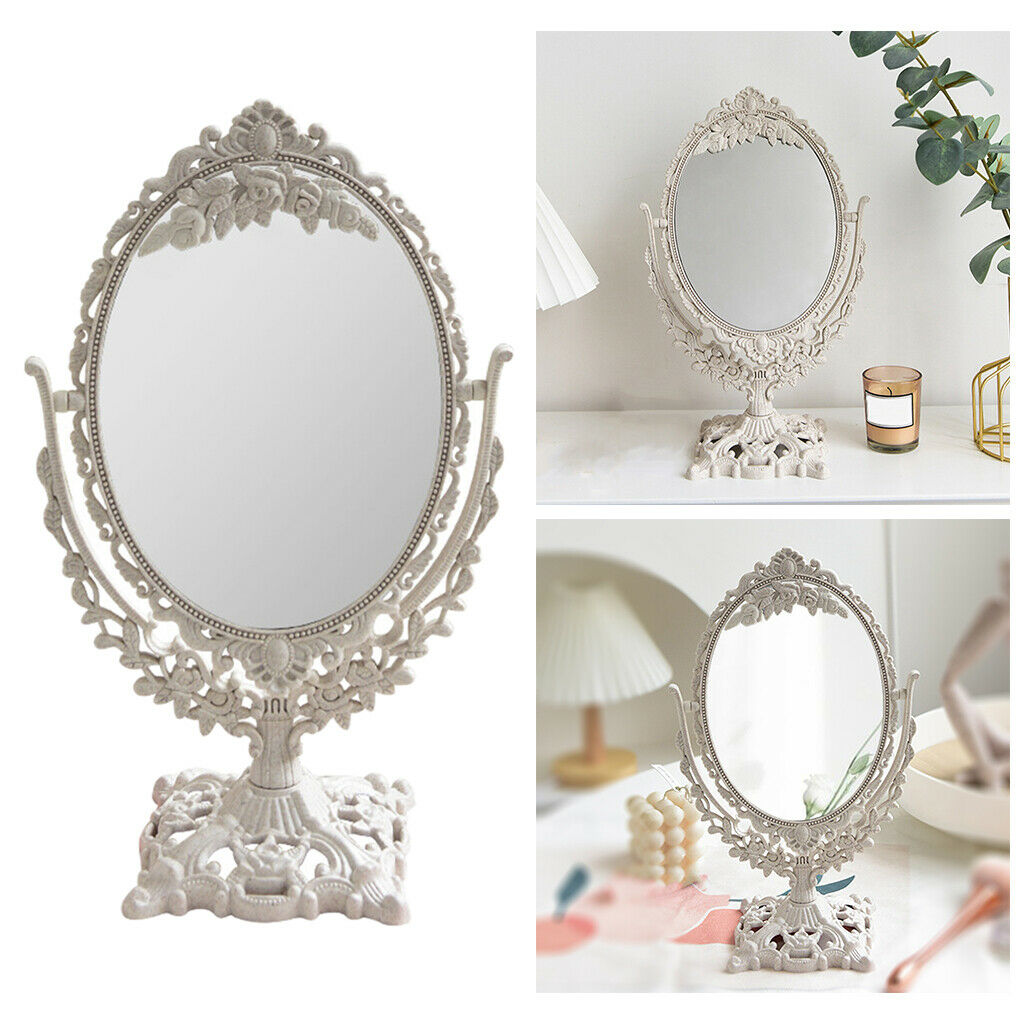 Desktop Mirror Oval Rotatable Cosmetic Makeup Mirror Desk Double Side Mirror